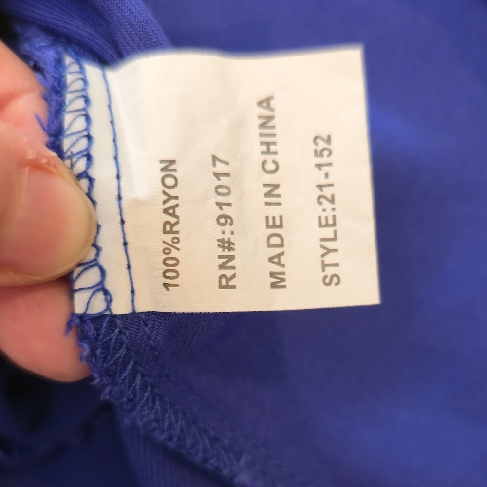 Solitaire Royal Blue Embroidered Bohemian Peasant Dress With Pockets Size Large - Picture 6 of 13